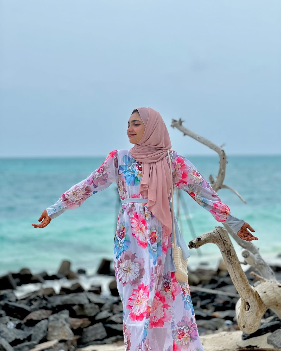 Floral digital print gown