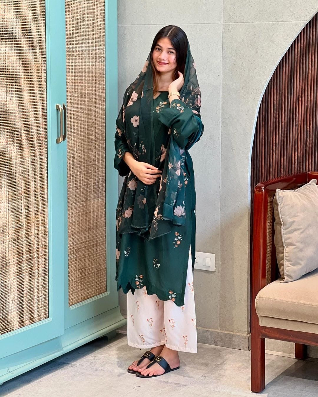 Embroidered kurti and palazzo