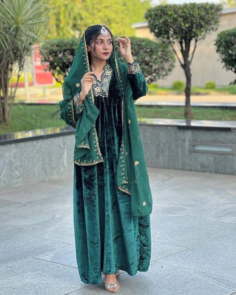 Velvet kurti palazzo set