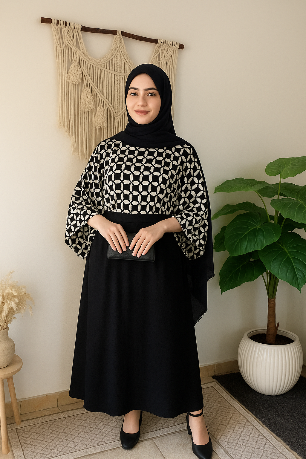 Printed top and cey skirt