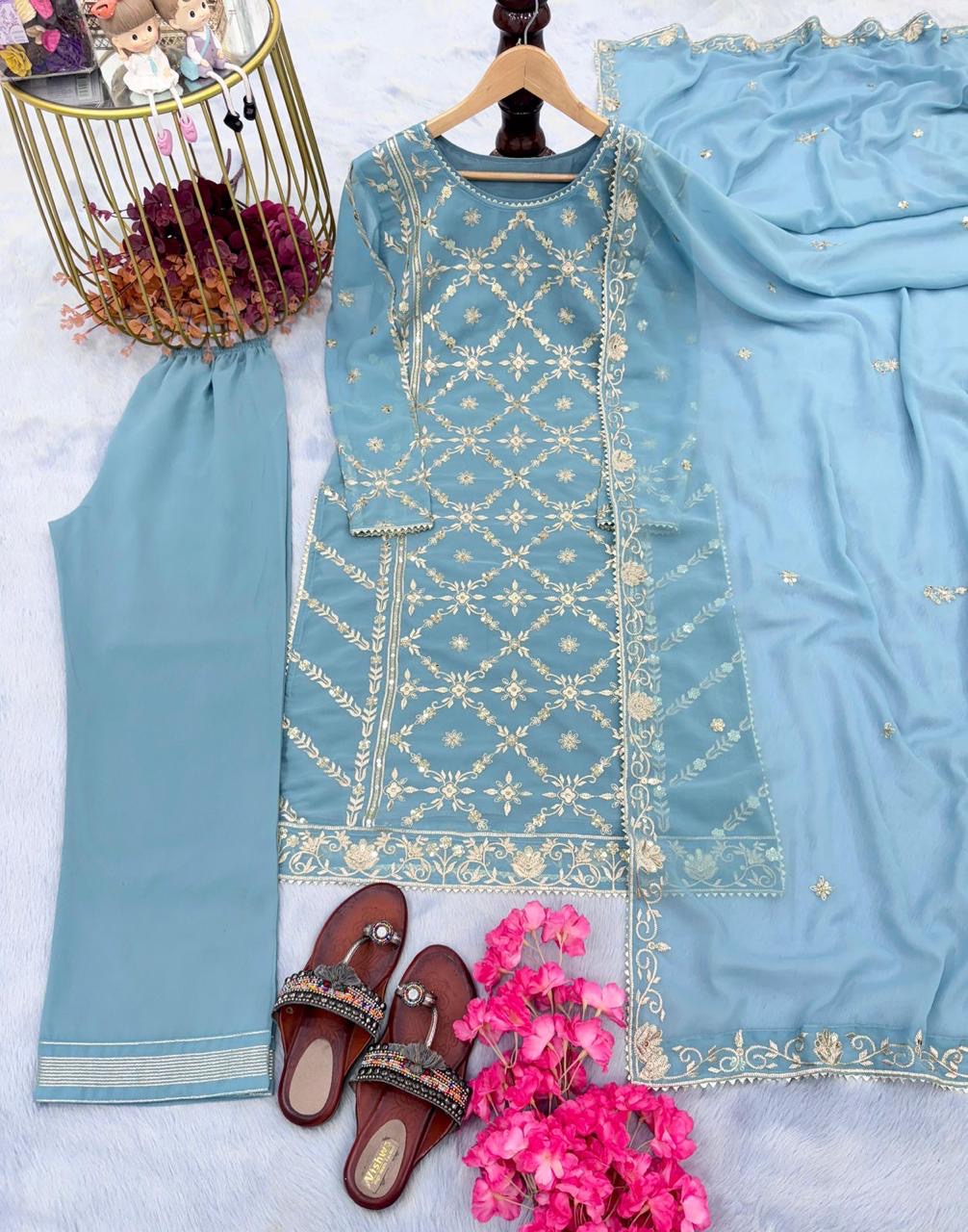 Party wear top and palazzo