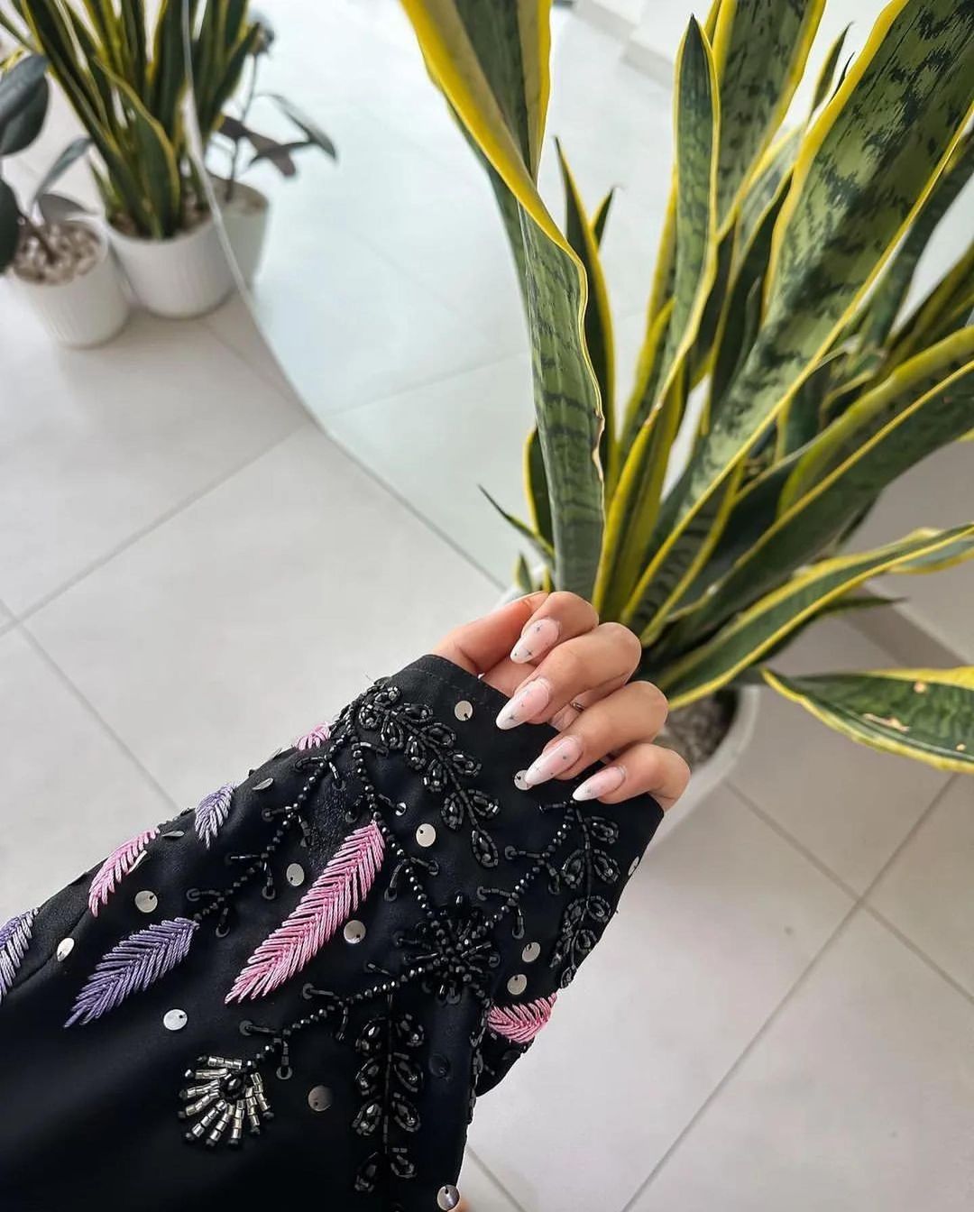 Beautiful shaded handwork abaya