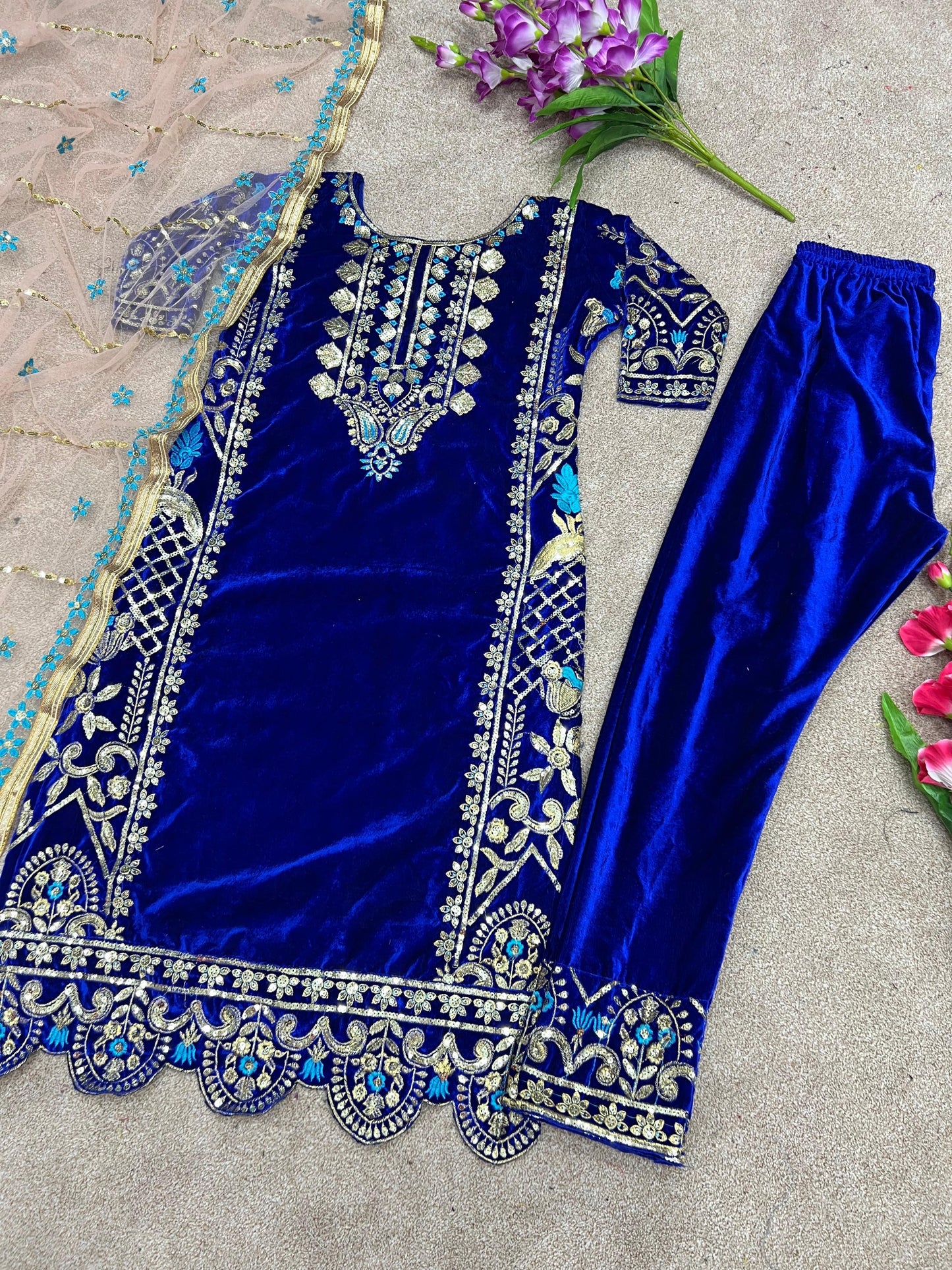 Velvet Embroidery Suit