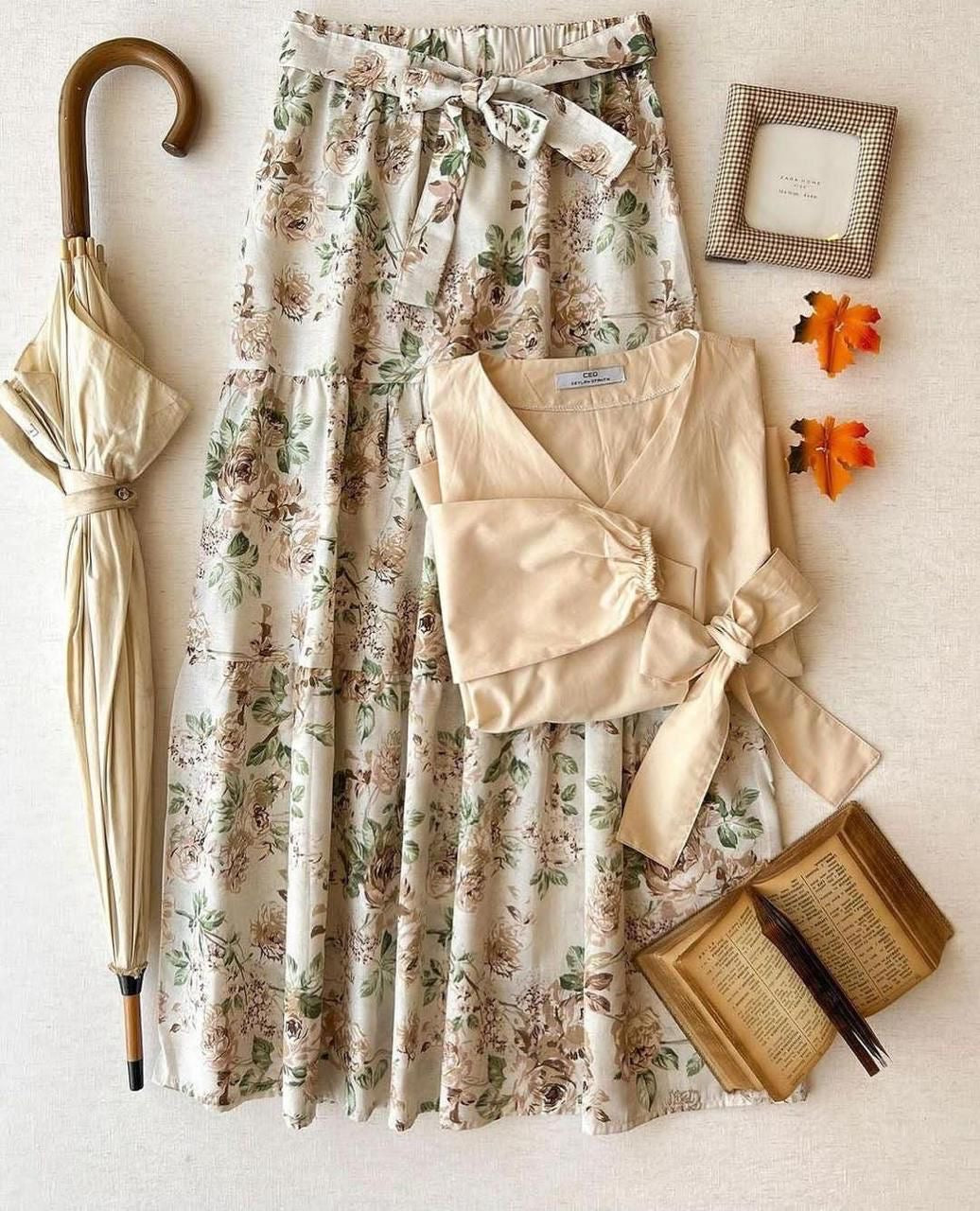 Banyan top and printed skirt