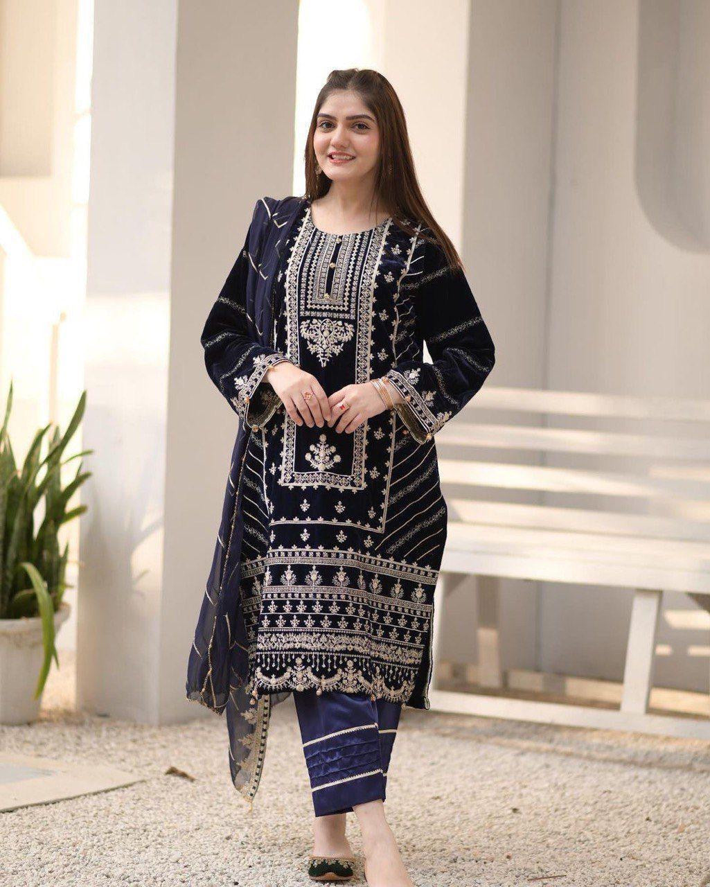 Velvet Embroidery Suit