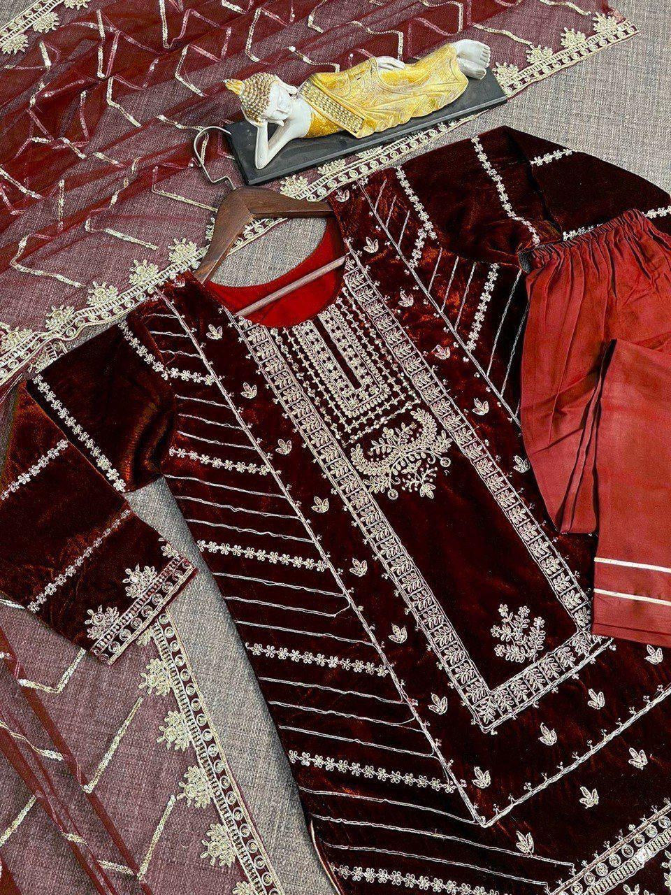 Velvet Embroidery Suit
