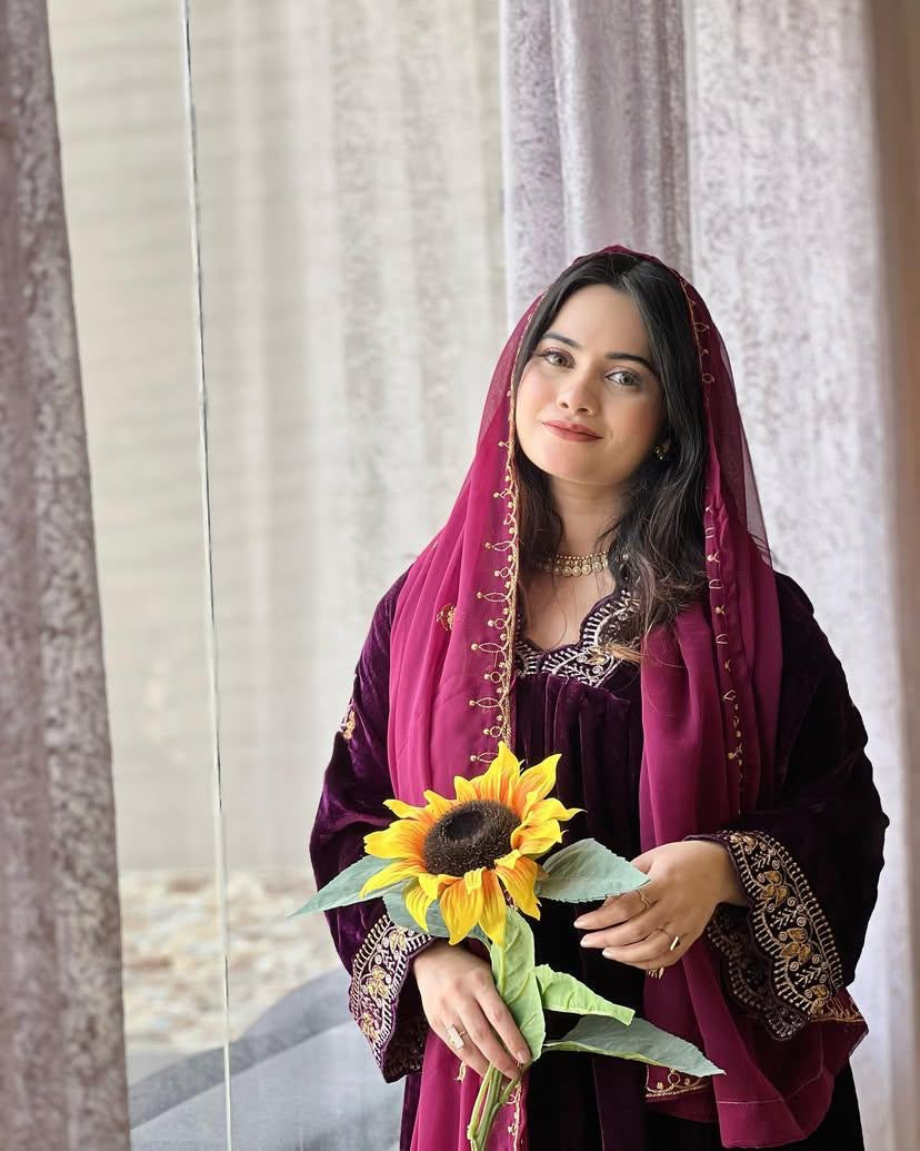 Velvet kurti palazzo set
