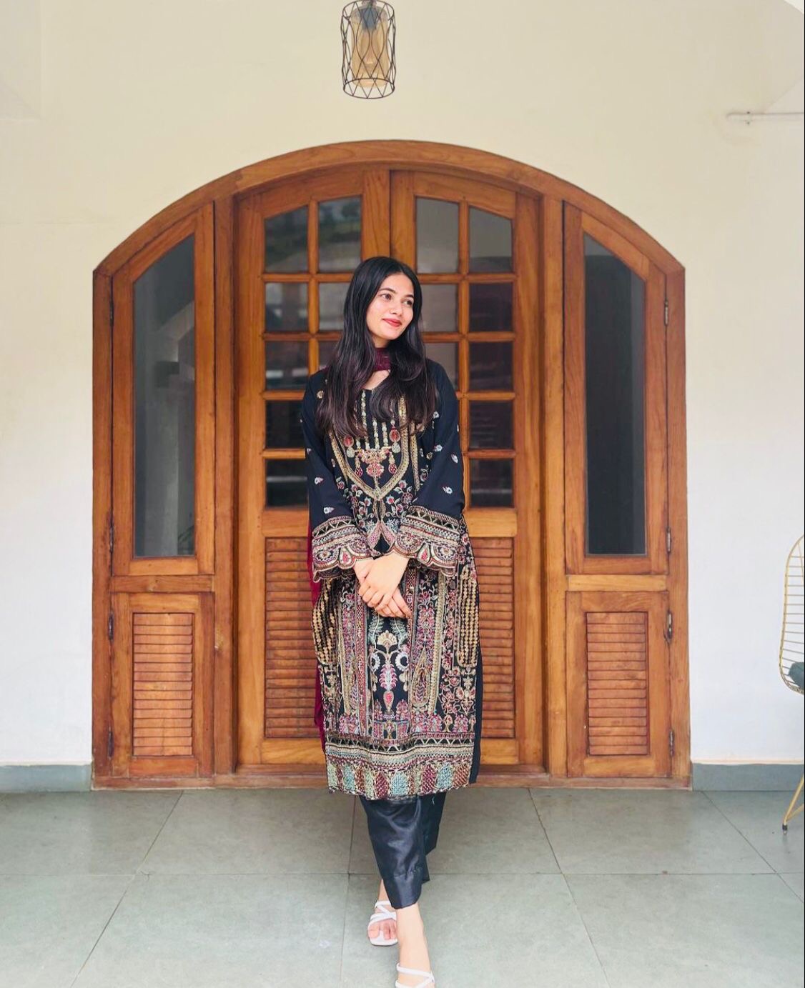 Embroidered georgette suite