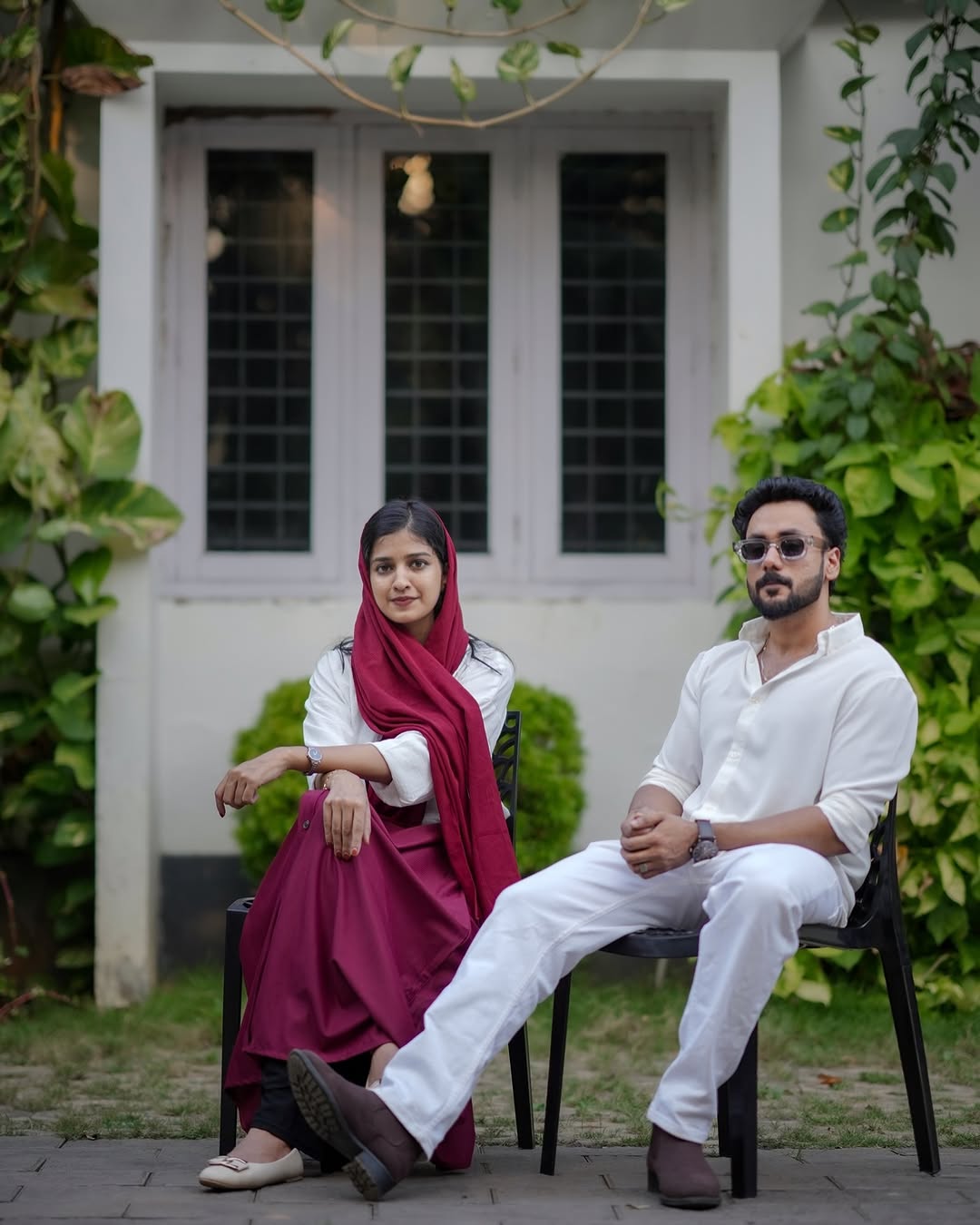 Top and corduroy skirt