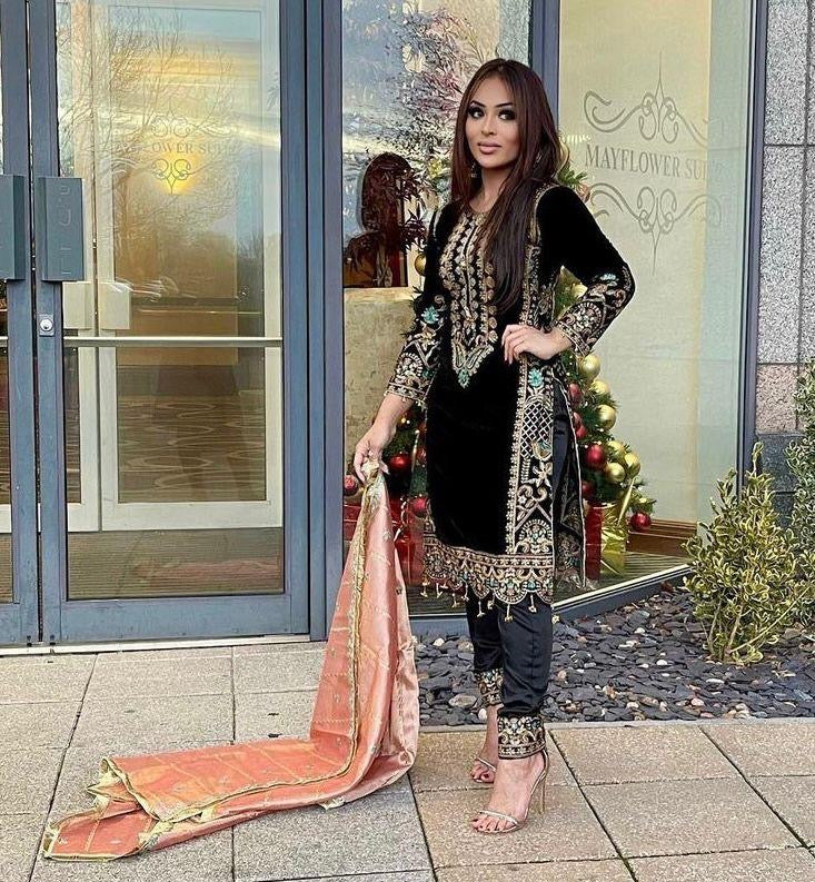 Velvet Embroidery Suit