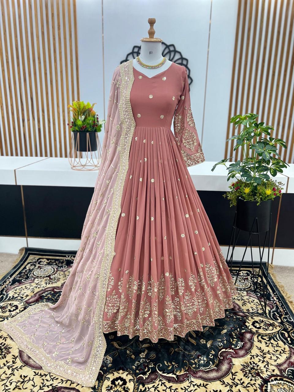 Embroidered sequence party wear