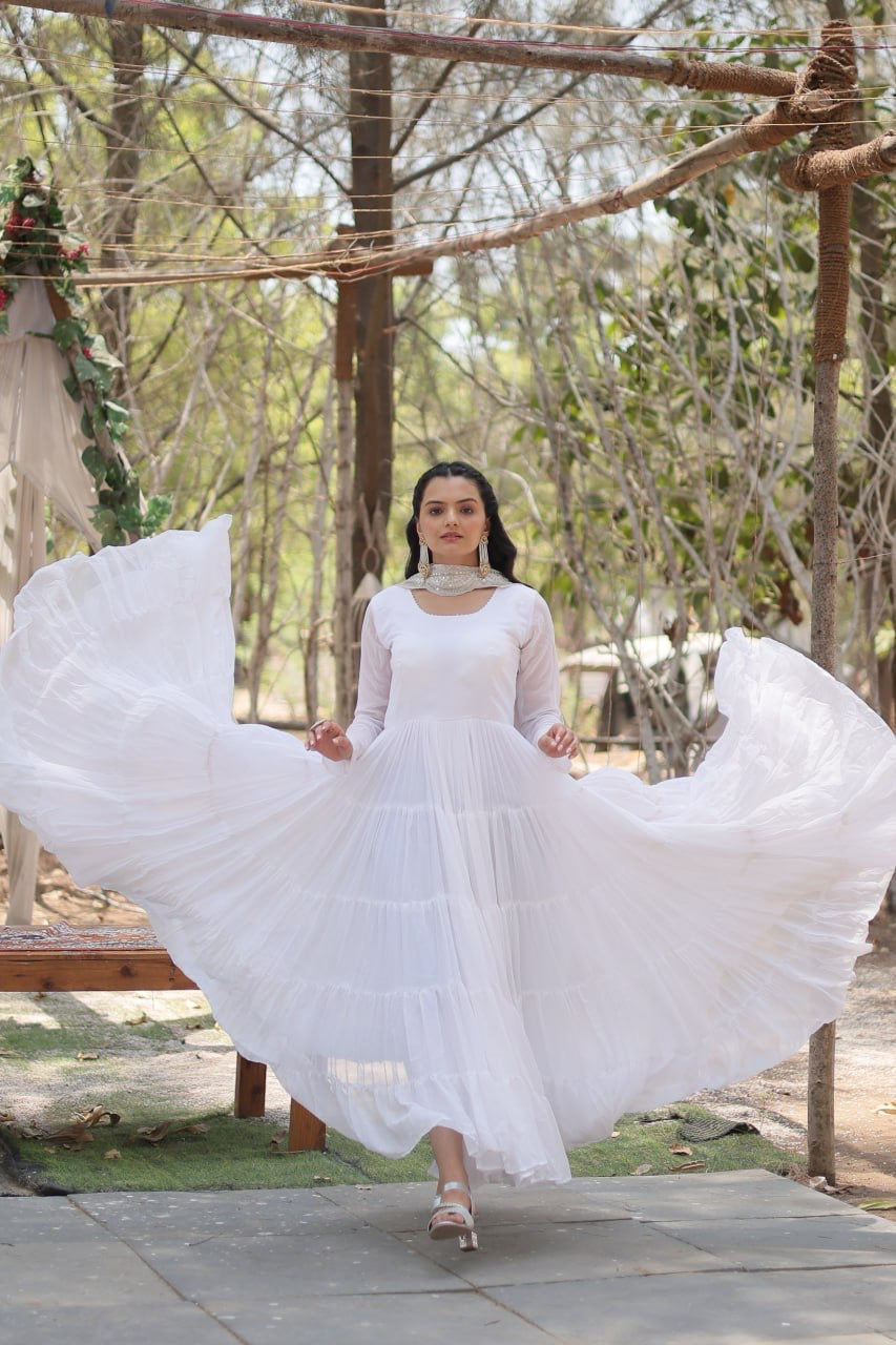 Layer frills gown