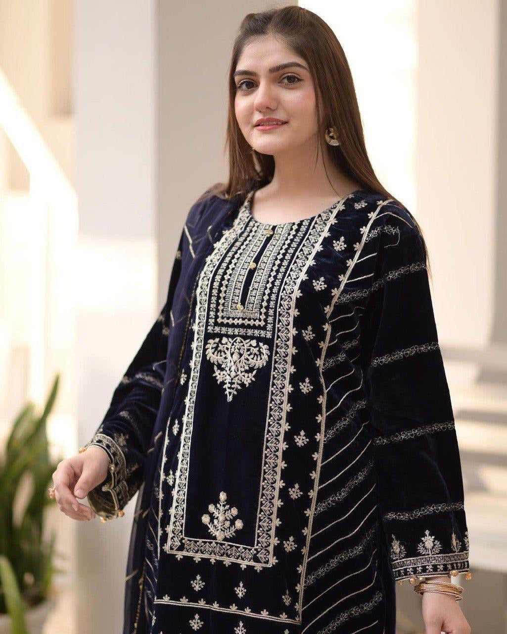 Velvet Embroidery Suit