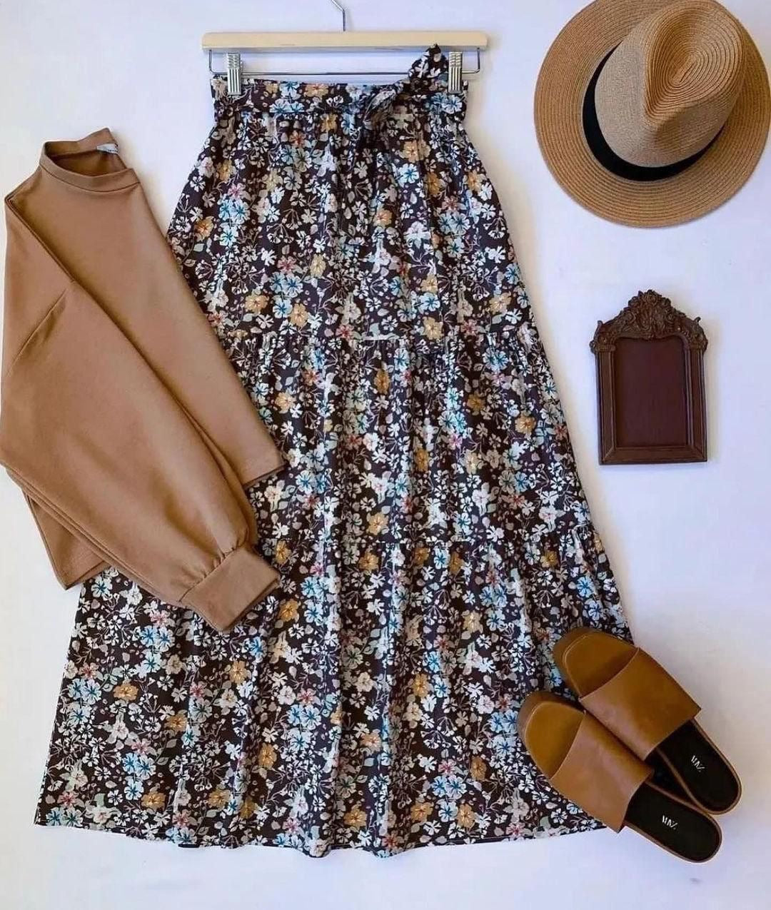 Banyan top and printed skirt