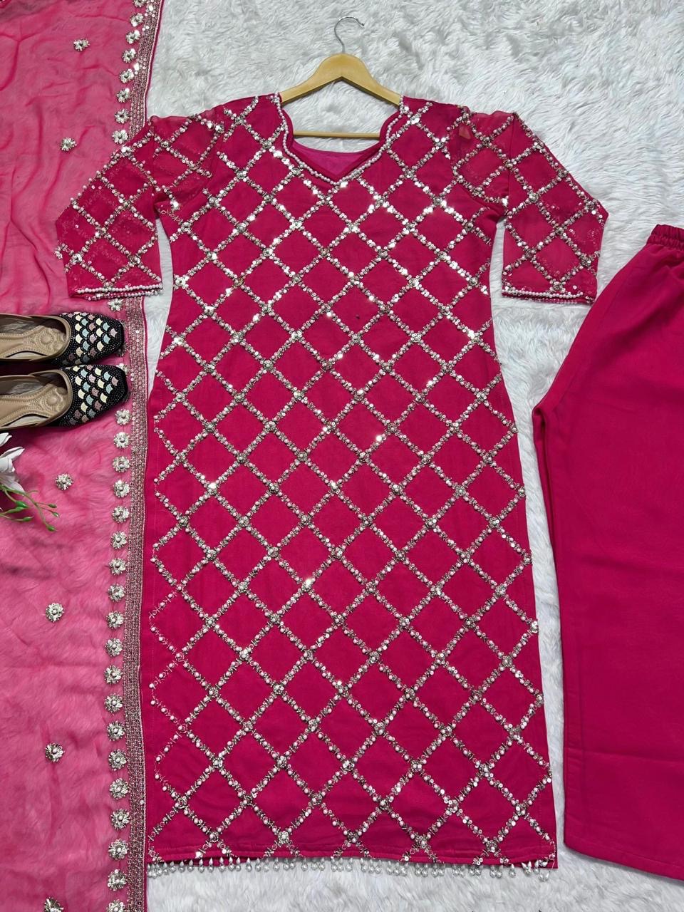 Designer sequence embroidered suite