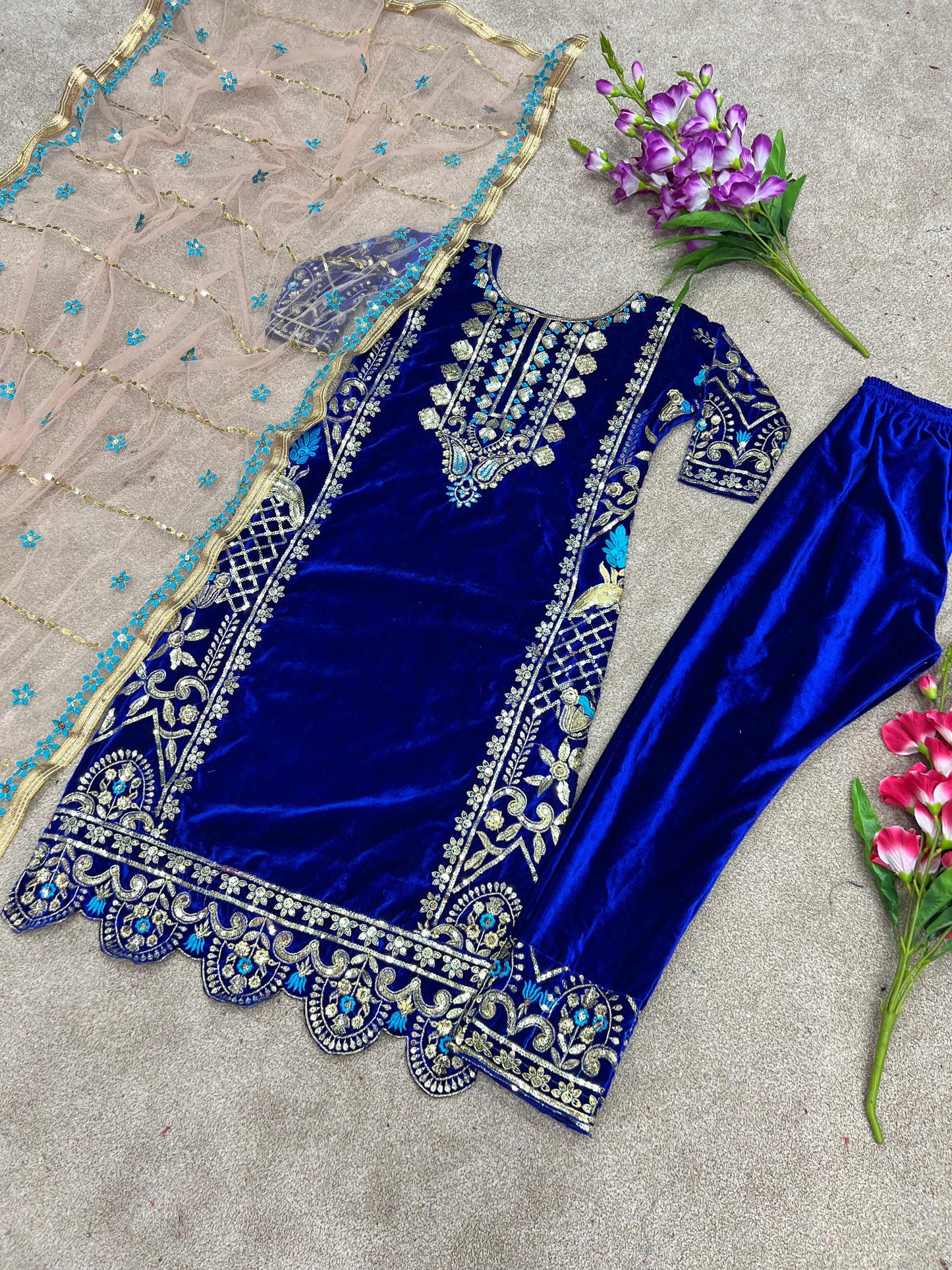 Velvet Embroidery Suit