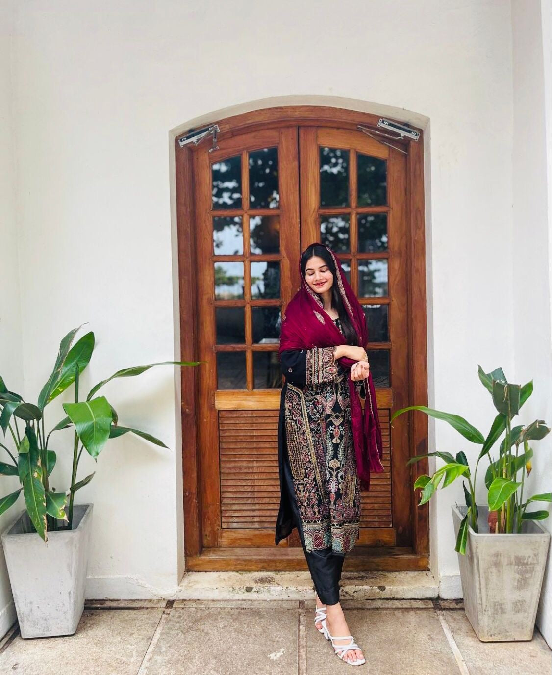 Embroidered georgette suite