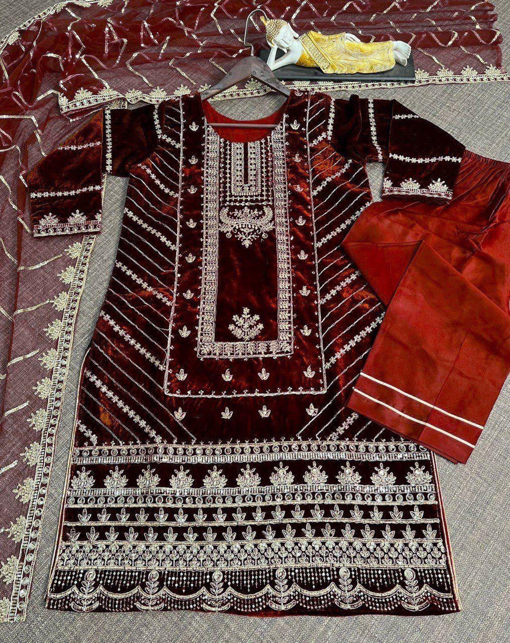 Velvet Embroidery Suit
