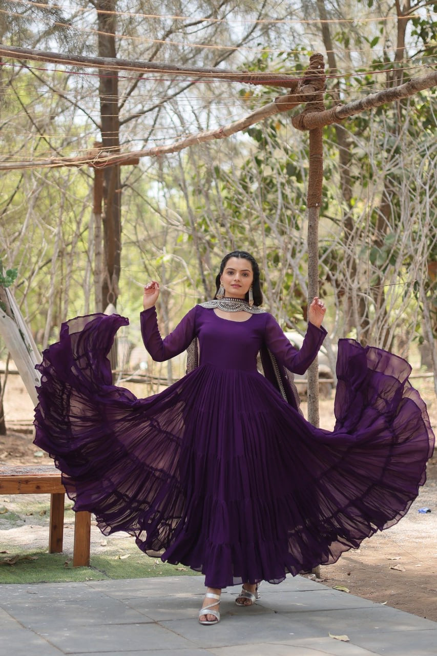 Layer frills gown