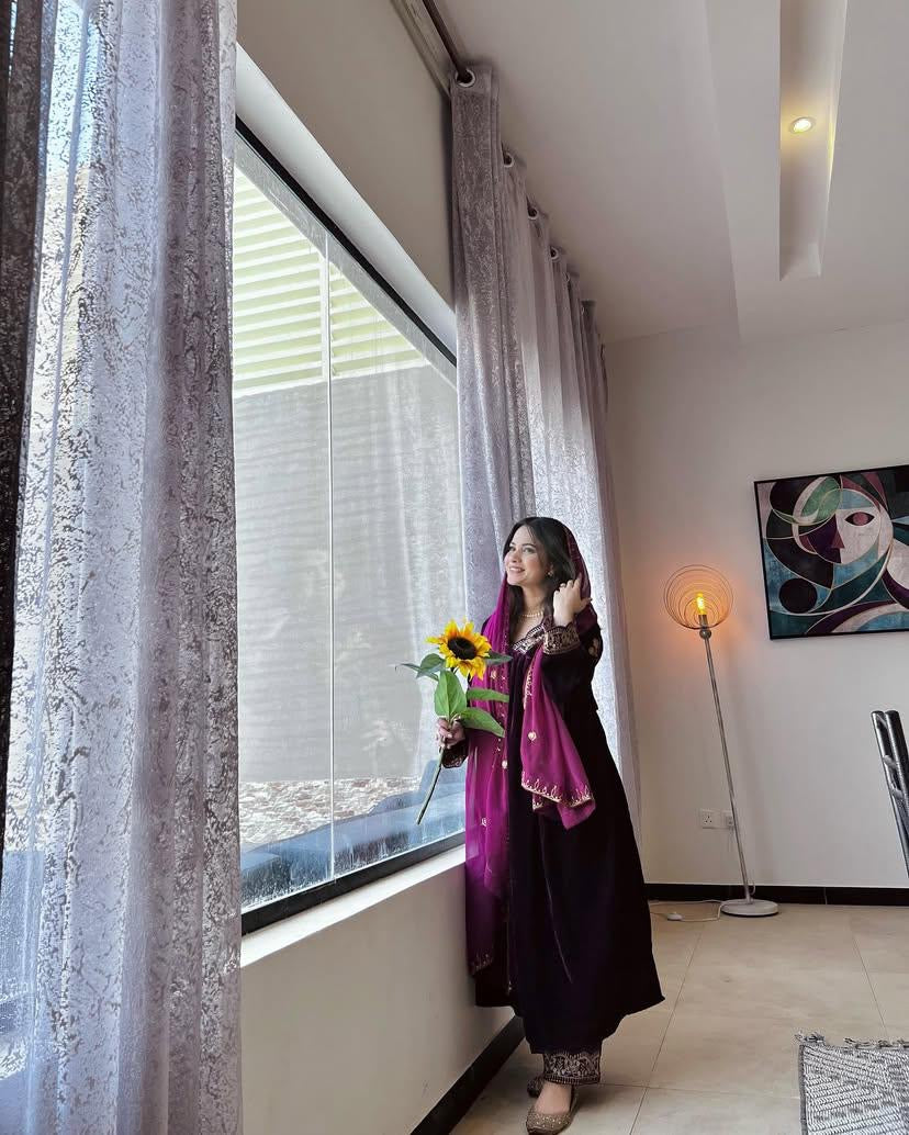 Velvet kurti palazzo set