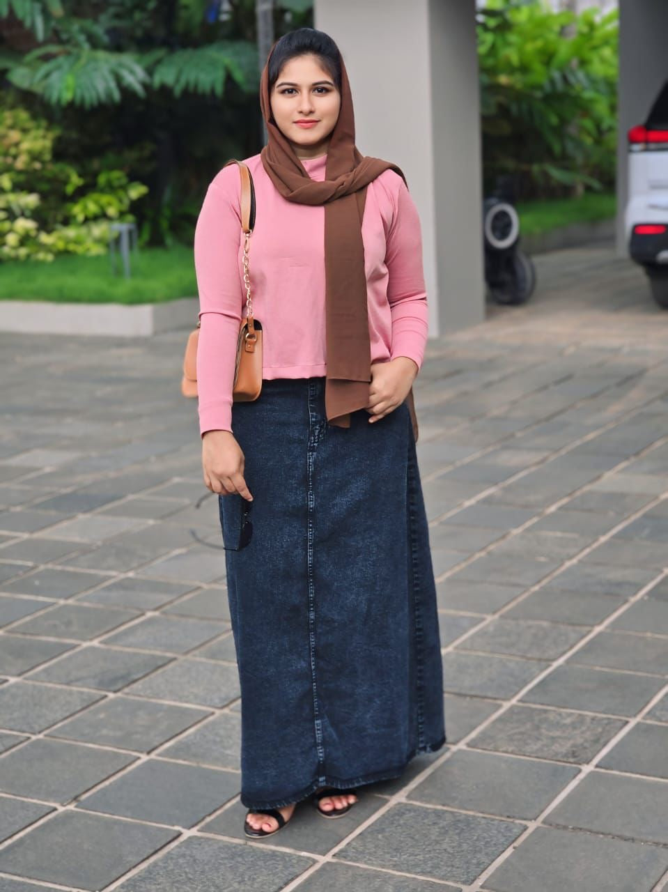 Rib top and jean skirt