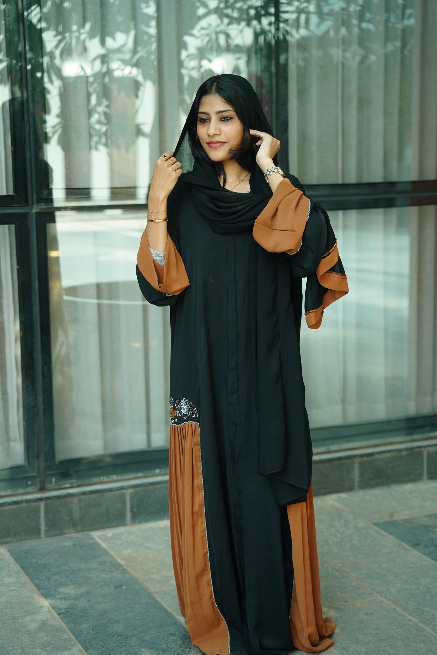 Handworked pleated abaya