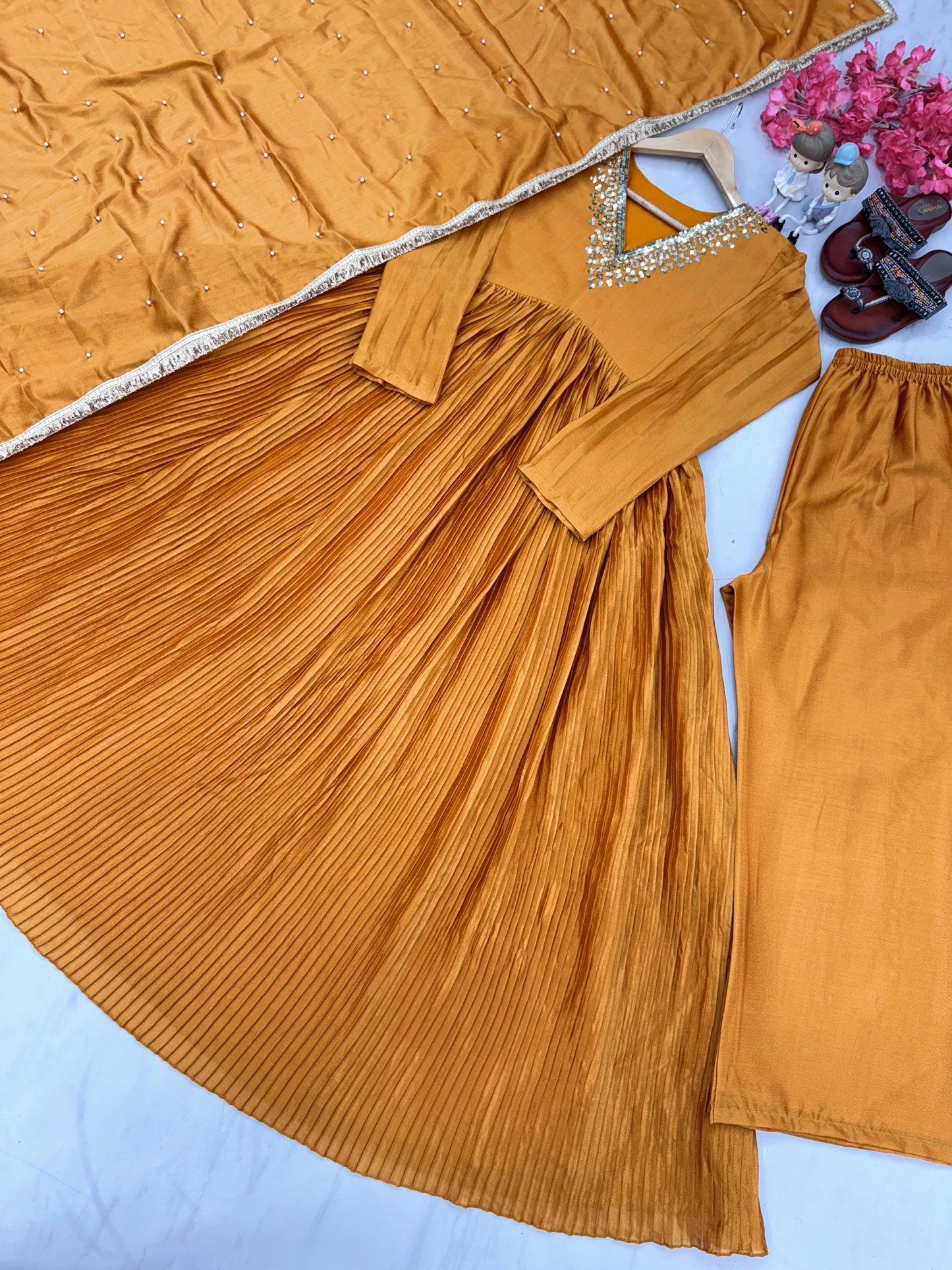 Pleated gown set