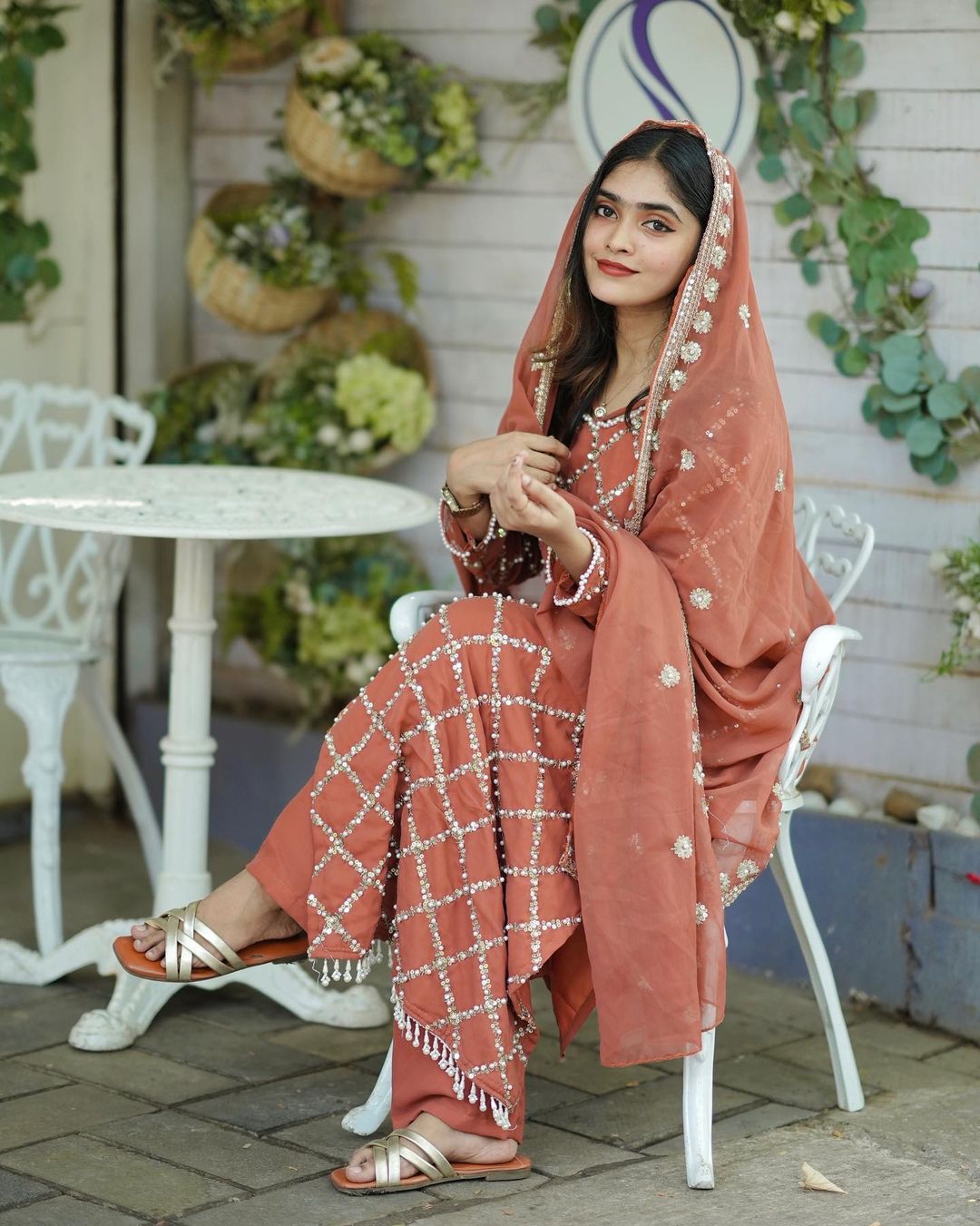 Designer sequence embroidered suite