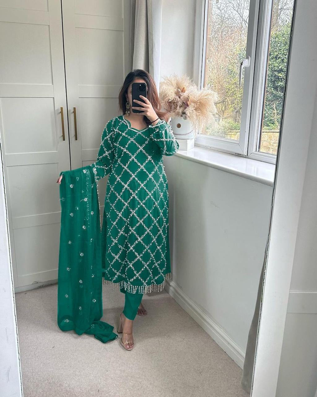 Designer sequence embroidered suite