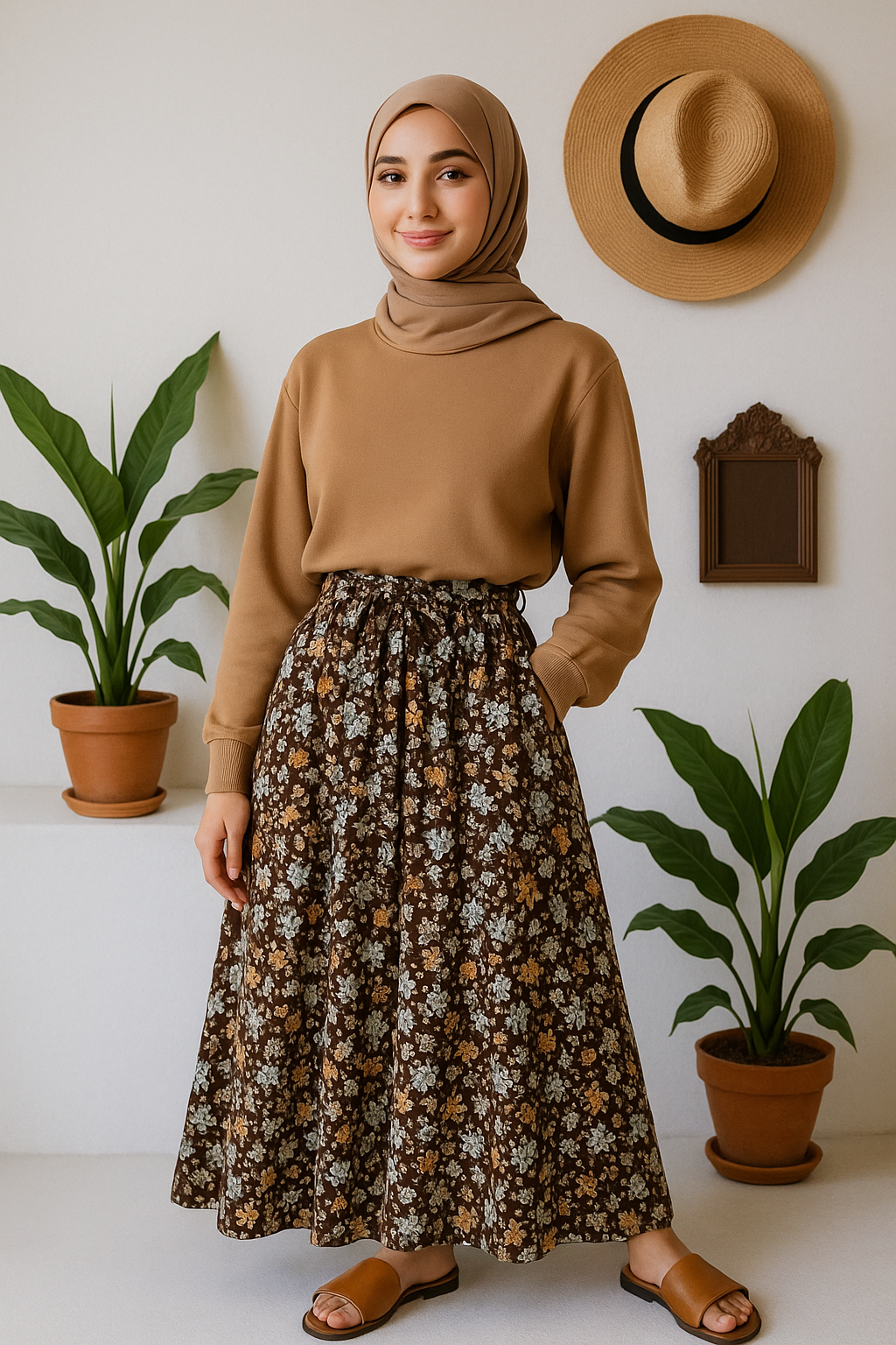 Banyan top and printed skirt
