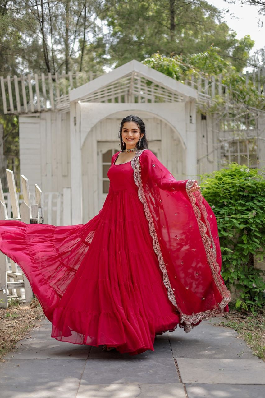 Layer frills gown