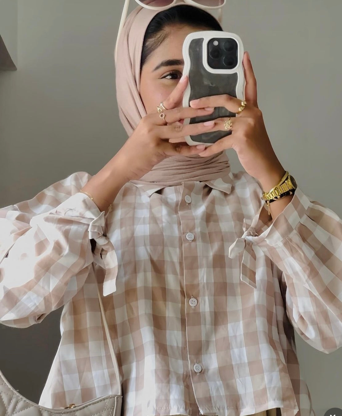 Check shirt and long top