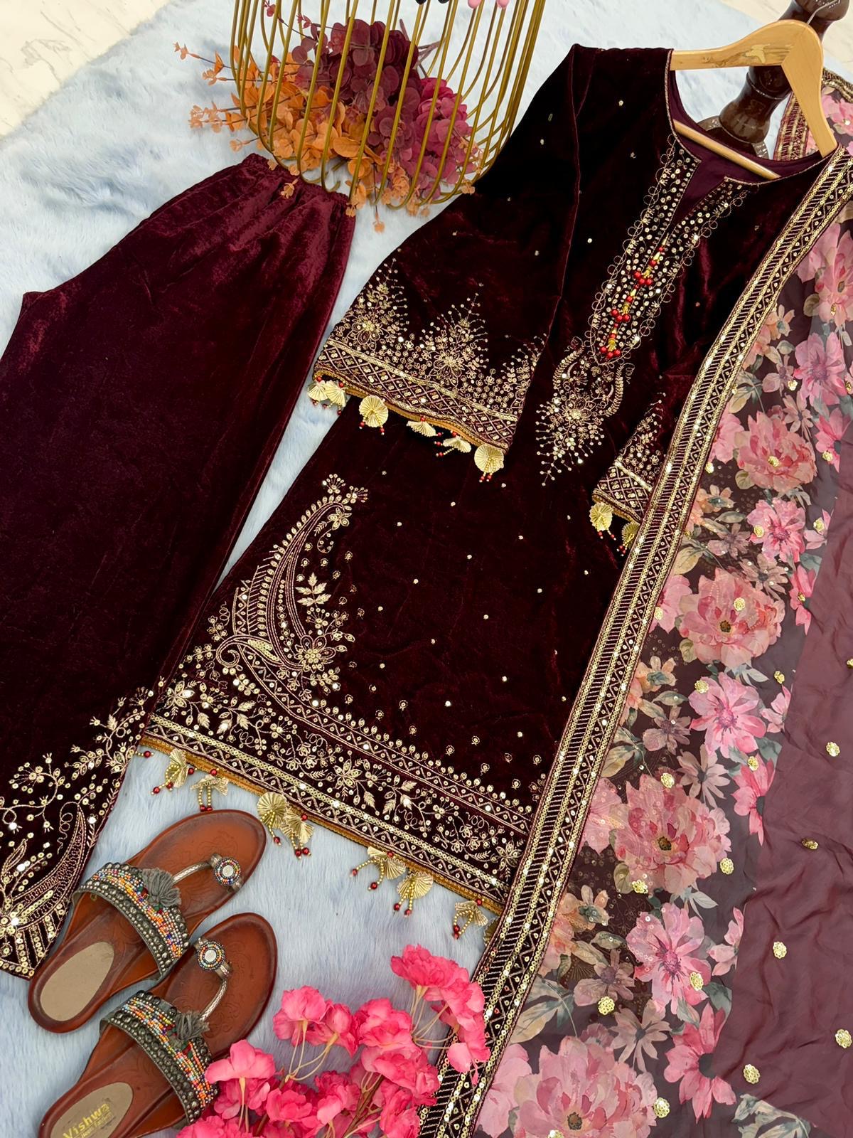 Velvet Embroidery Suit