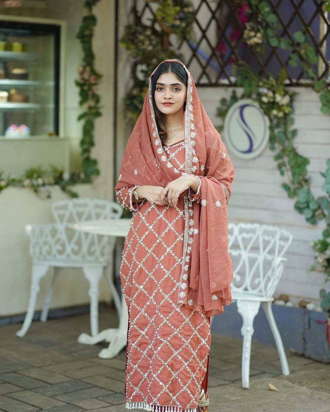 Designer sequence embroidered suite