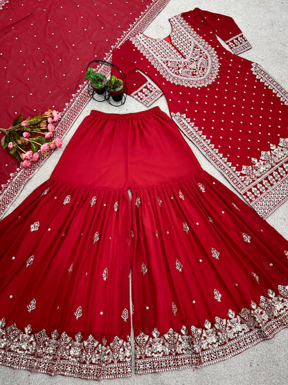 Embroidered sequence work gharara