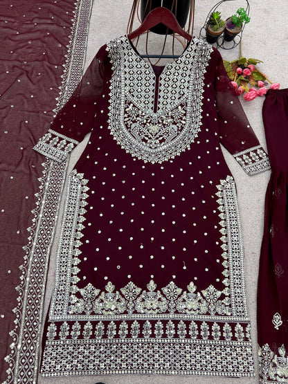 Embroidered sequence work gharara