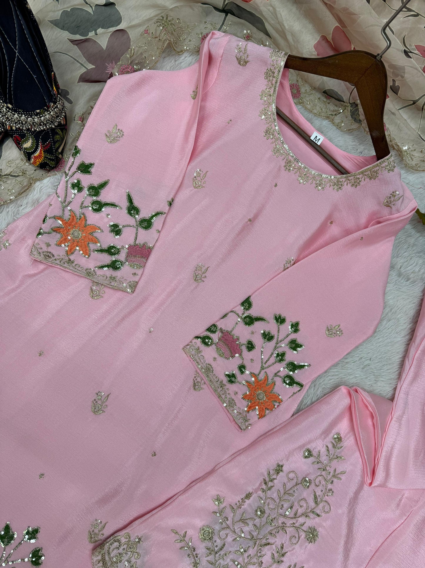 Embroidered chinon gharara