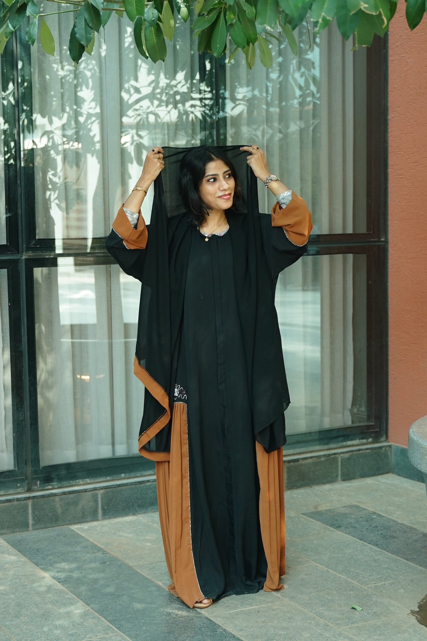 Handworked pleated abaya