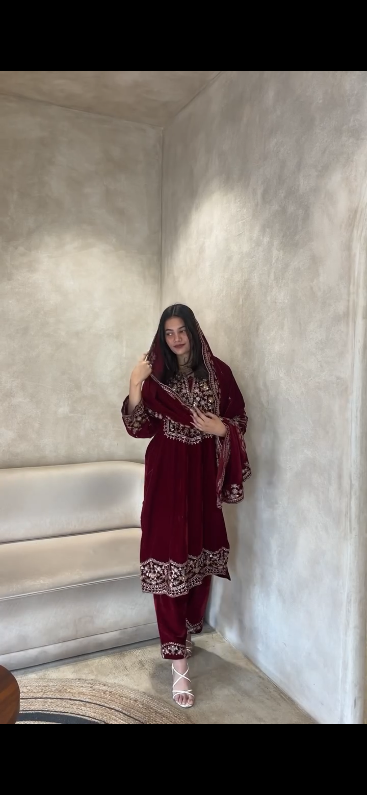 Velvet suite with heavy embroidery (unstitched)
