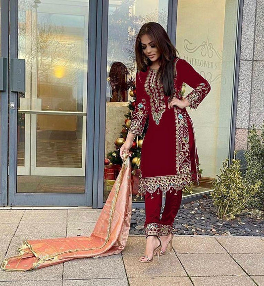 Velvet Embroidery Suit