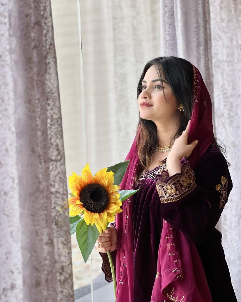 Velvet kurti palazzo set