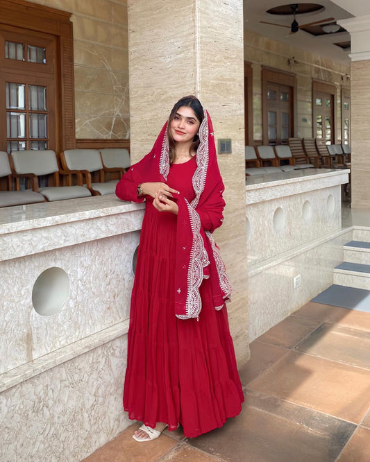 Layer frills gown