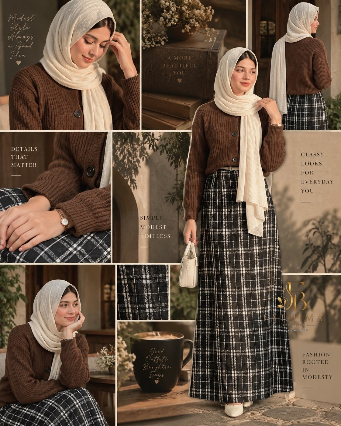 Rib top and check skirt