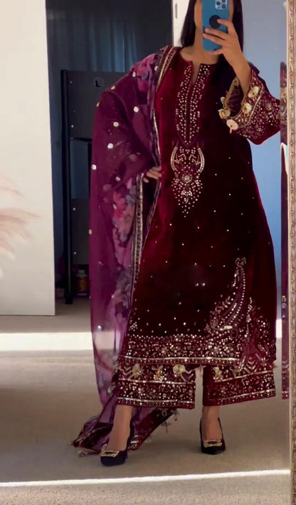 Velvet Embroidery Suit