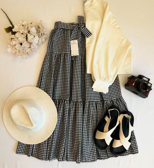 Top and check skirt