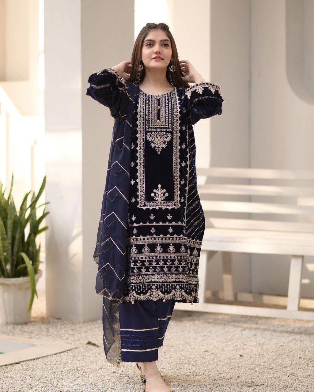 Velvet Embroidery Suit