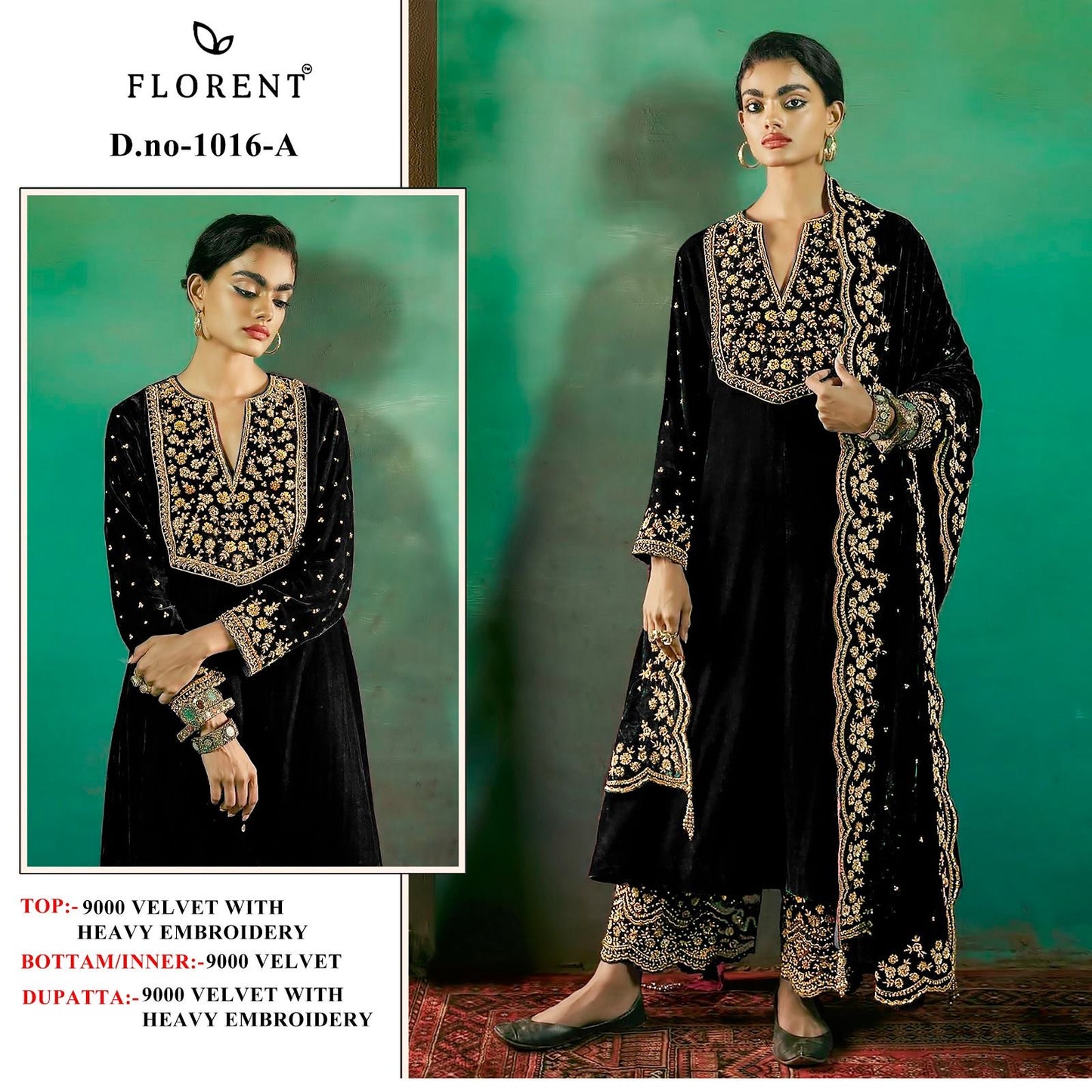 Velvet suite with heavy embroidery (unstitched)