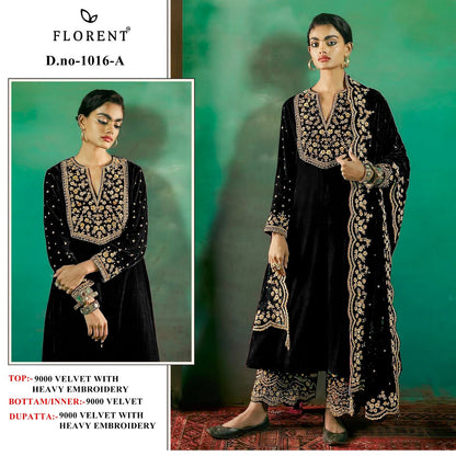 Velvet suite with heavy embroidery (unstitched)