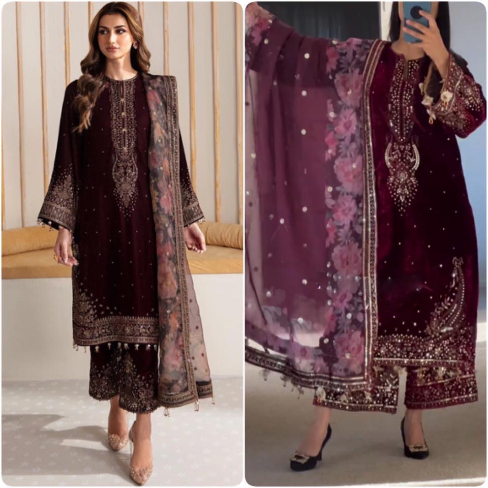 Velvet Embroidery Suit