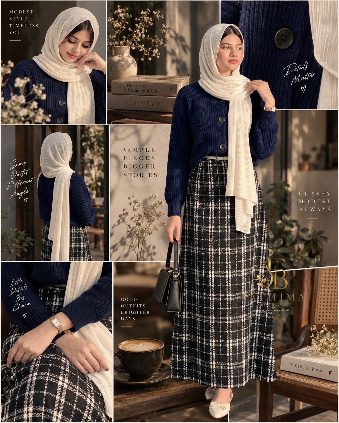 Rib top and check skirt